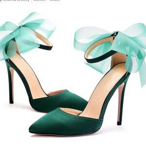NEW JESSICA SIMPSON Phindies Heeled Bow Sandals green for women 253